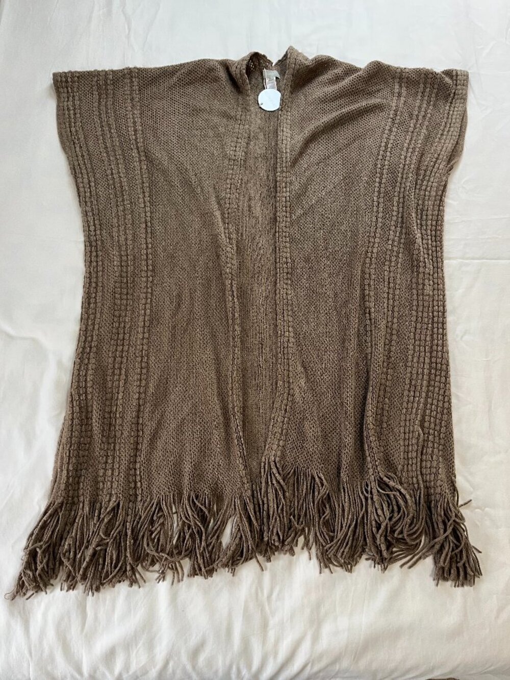 Demdaco Taupe Brown Crochet Textured Knit Shortsleeve Beach Coverup Duster